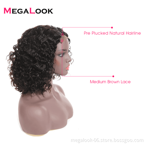 Cheap Women Jerry Curl  Wave Cut Cuticle Aligned Short Human Hair Lace Front Wig For Black Women